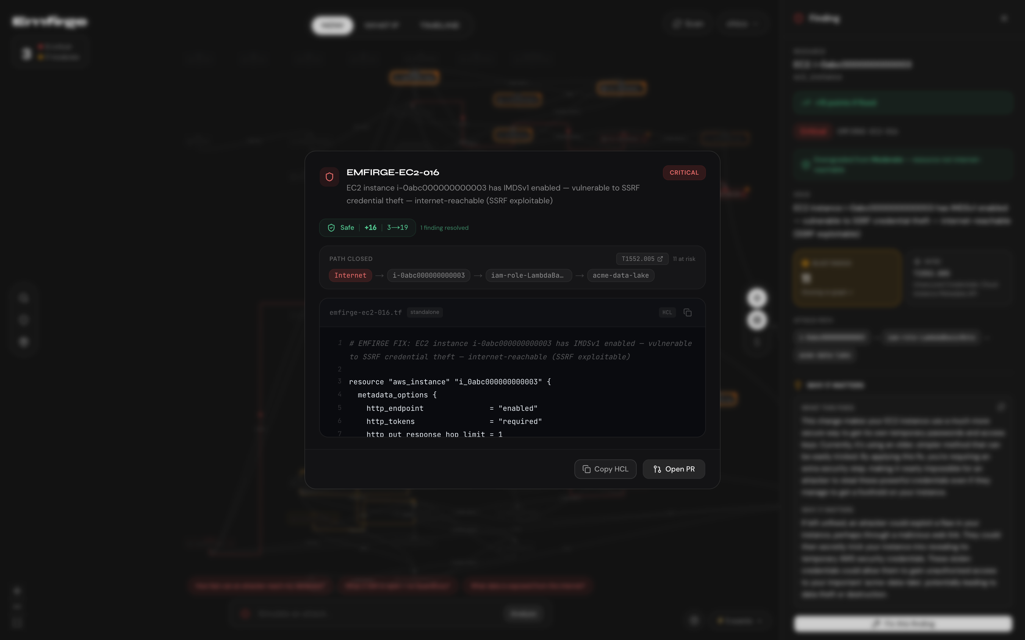 emfirge fix modal with diff-colored terraform